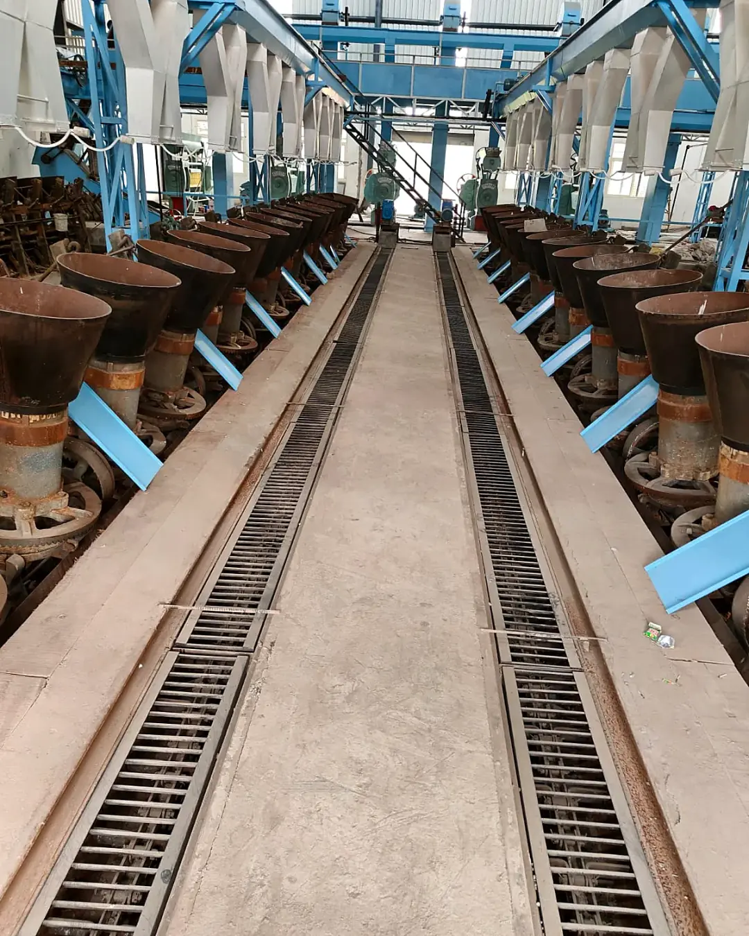 The row of wooden kohlus at the Farming Wagon plant