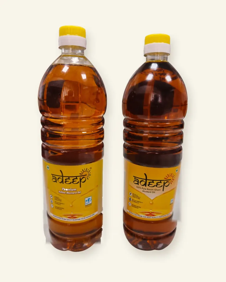 adeep Premium Yellow and adeep Kachi Ghani Mustard Oil, 1 L bottles